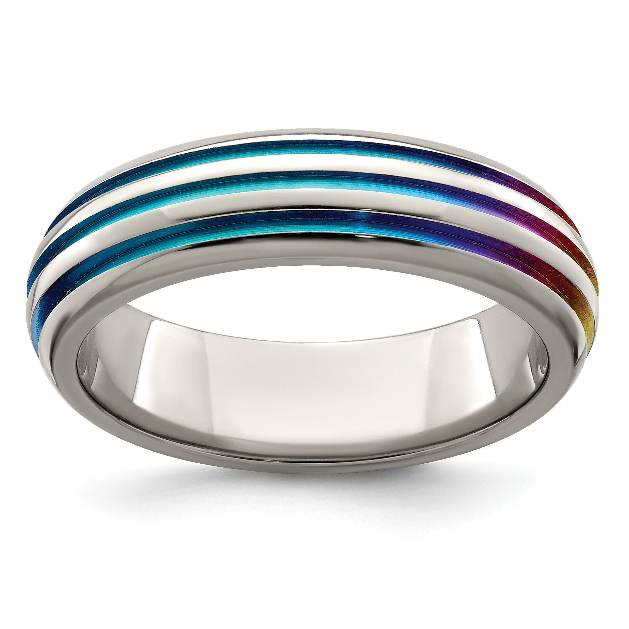 Bridal Wedding Bands Decorative Bands Edward Mirell Titanium Triple Groove Multi-color Anodized Ring Size 12 Bridal Wedding Bands Decorative Bands Edward Mirell Titanium Triple Groove Multi-color Anodized Ring Size 12